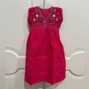 Floral Embroidered Pink Girl Dress.